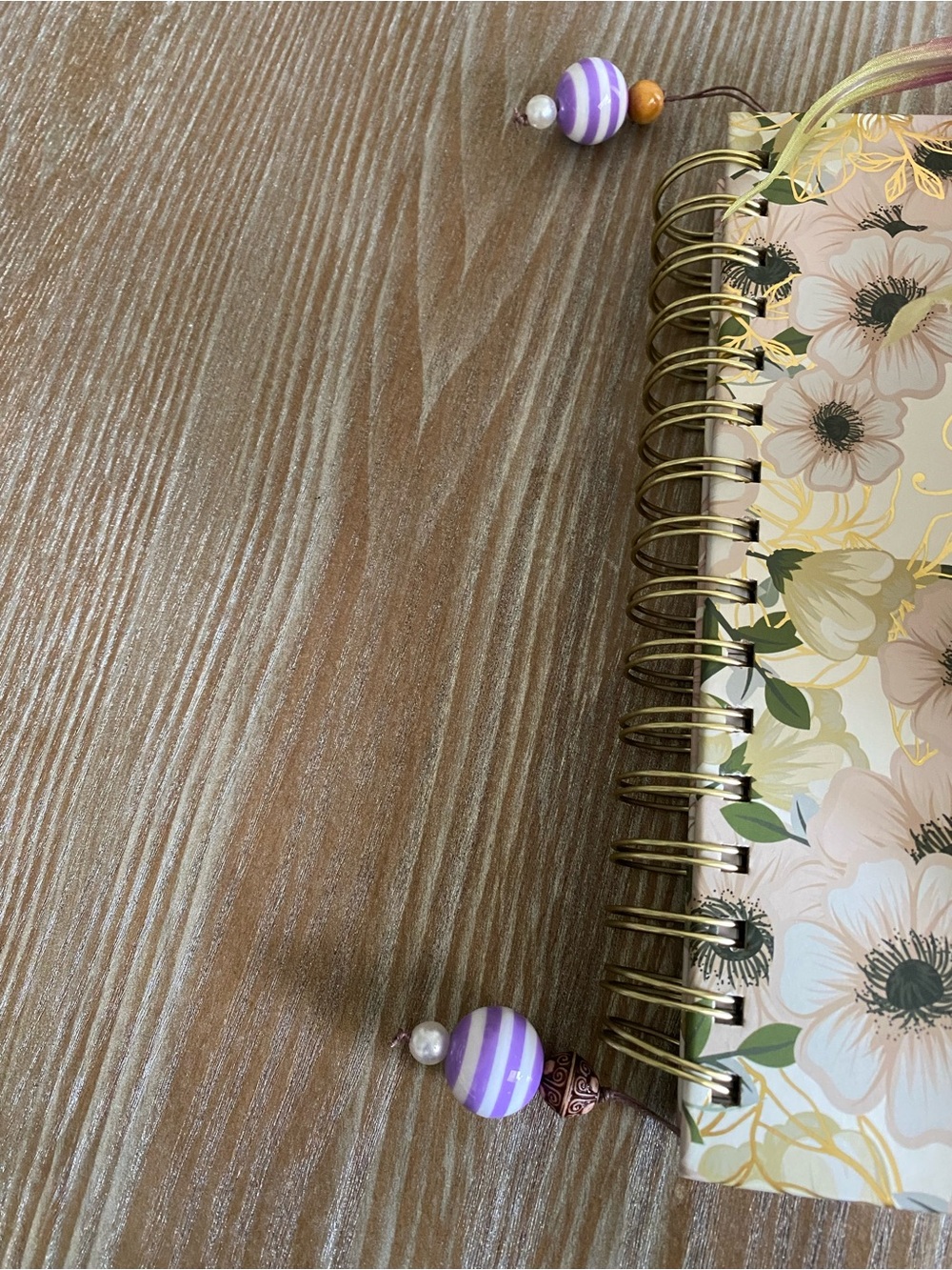 Handmade Beaded Purple and White Stripe Book Mark